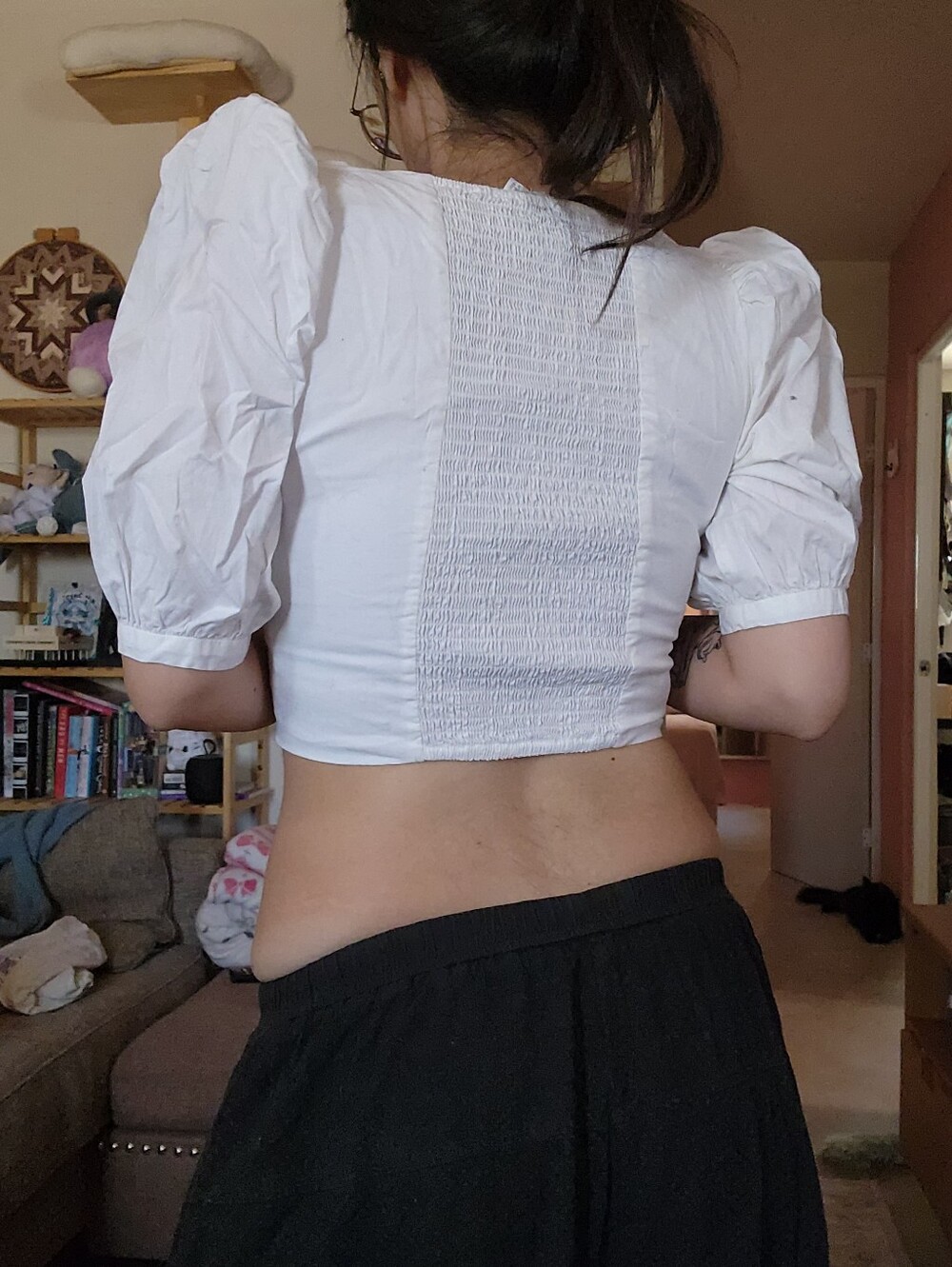 WAYF White puff sleeve corset crop top, Small - Picture 2 of 2